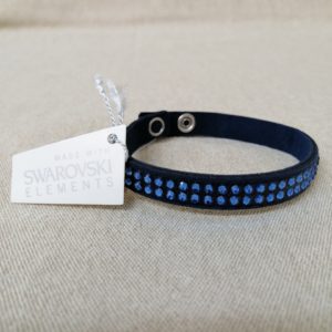 Bracelet Swarovski noir pierres bleues