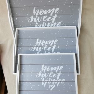 Home Sweet Home – Ensemble de trois plateaux en bois